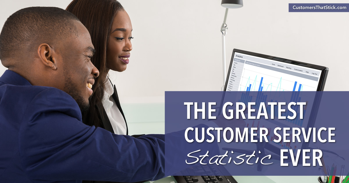 The Greatest Customer Service Statistic Ever | Office workers pointing at graph